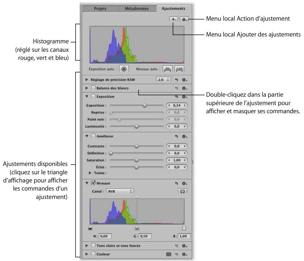 APPLE APERTURE 2 - Affichage des commandes d'ajustement - 2