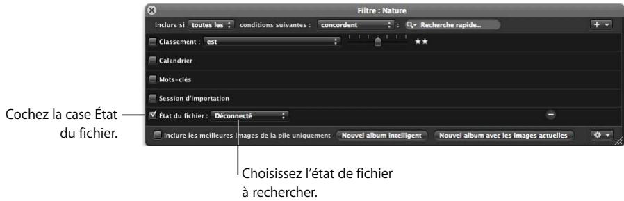 APPLE APERTURE 2 - Pour rechercher des images en fonction de leur état de fichier : - 1
