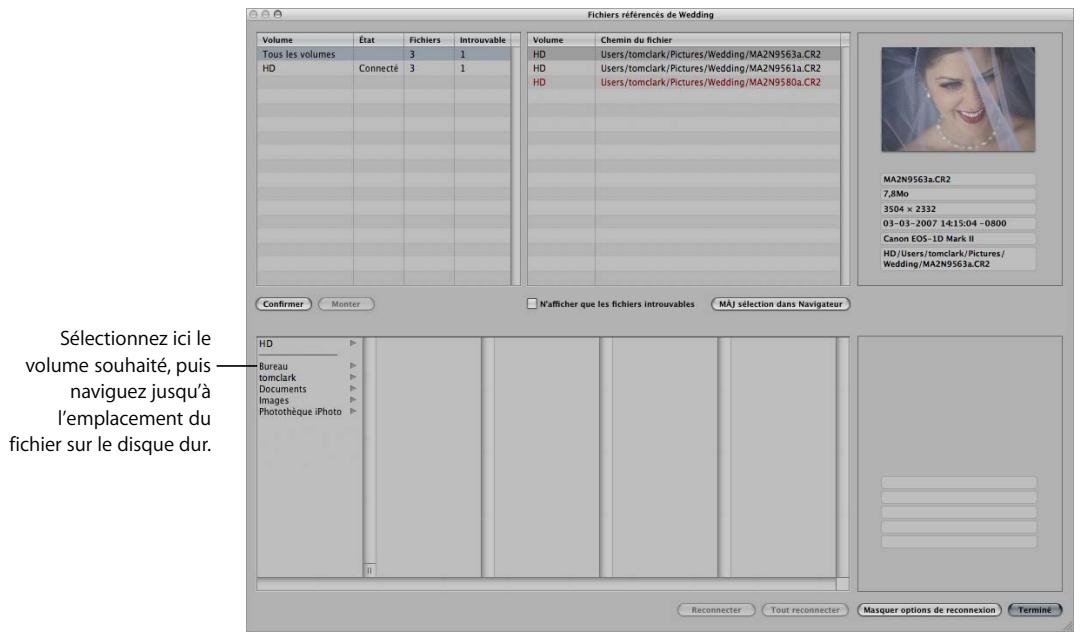 APPLE APERTURE 2 - Pour reconnecter une image référencée déconnectée : - 1