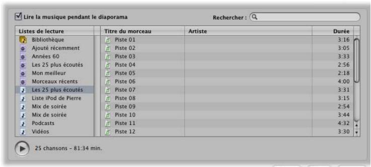 APPLE APERTURE 2 - Pour ajouter de la musique à votre diaporama : - 1