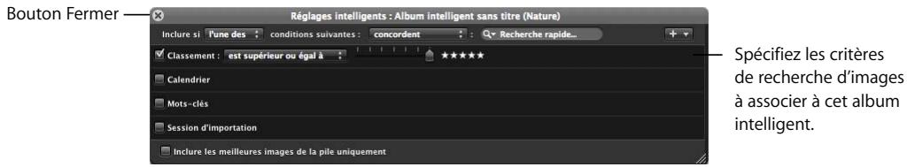 APPLE APERTURE 2 - Pour créer un album intelligent dont le champ de recherche ne couvre qu'un seul projet : - 2
