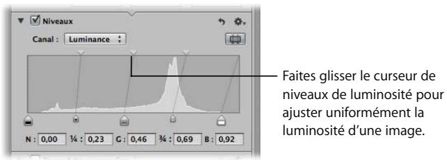 APPLE APERTURE 2 - Ajustement uniforme de la luminosité d'une image à l'aide des curseurs de niveaux de luminosité - 1