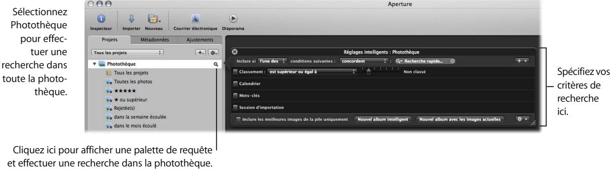 APPLE APERTURE 2 - Pour définir l'étendue de la recherche dans le champ de recherche : - 3