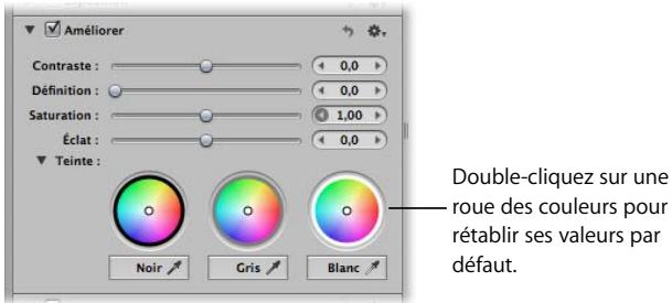 APPLE APERTURE 2 - Pour réinitialiser une roue des couleurs teinte : - 1