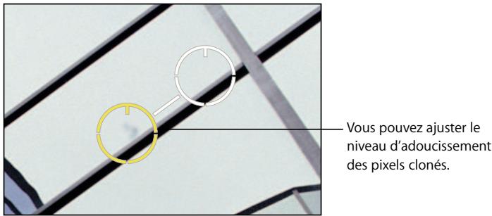 APPLE APERTURE 2 - Ajustement du niveau d'adoucissement à l'intérieur de la zone déliminée par les repères retoucher et corriger - 1