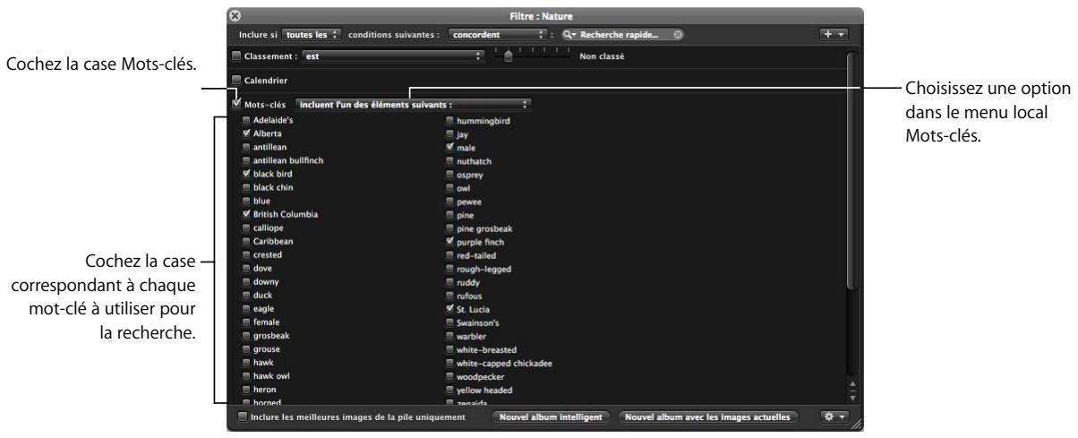 APPLE APERTURE 2 - Pour rechercher des images par mots-clés : - 1