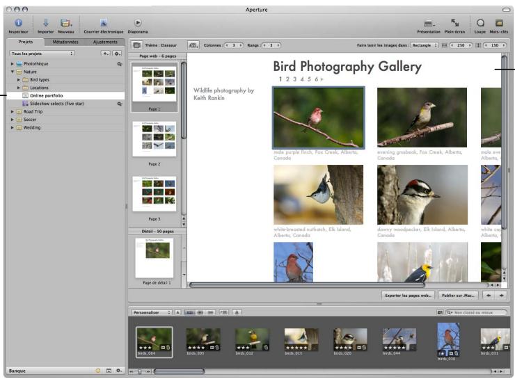 APPLE APERTURE 2 - Pour créer un album de type page web à partir d'images sélectionnées : - 1