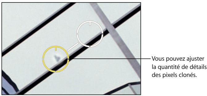 APPLE APERTURE 2 - Ajustement du niveau de détails au sein de la zone déliminée par les repères retoucher et corriger - 1