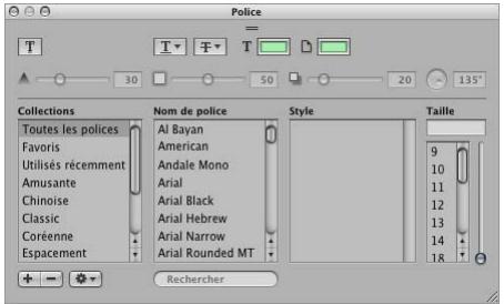 APPLE APERTURE 2 - Pour afficher la fenêtre police : - 1
