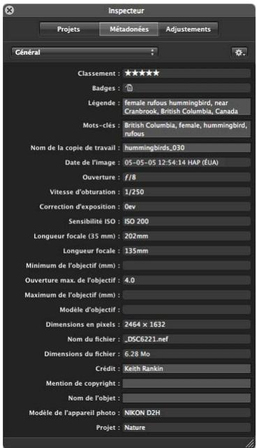 APPLE APERTURE 2 - À propos de l'affichage des métadonnées en présentation plein écran - 2
