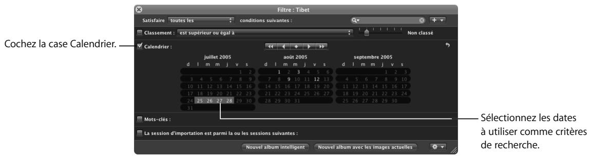APPLE APERTURE 2 - Pour rechercher des images en fonction de la date : - 1