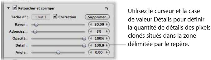 APPLE APERTURE 2 - Ajustement du niveau de détails au sein de la zone déliminée par les repères retoucher et corriger - 2