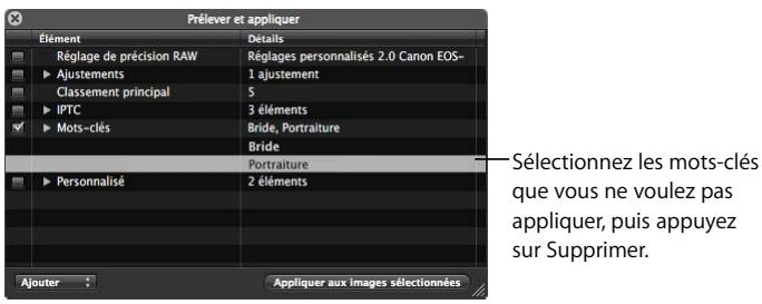 APPLE APERTURE 2 - Pour appliquer une sélection réduite de mots-clés sur une image ou un groupe d'images : - 2
