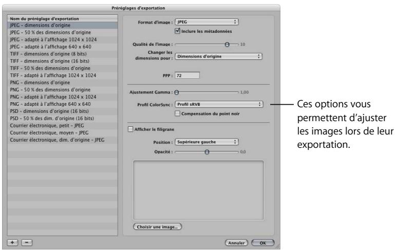 APPLE APERTURE 2 - Ajustement des images lors de l'exportation - 1