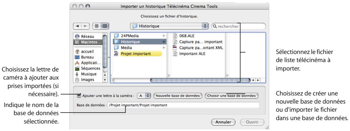APPLE CINEMA TOOLS 4 - Pour importer une liste télécinéma à l'aide de Final Cut Pro : - 1