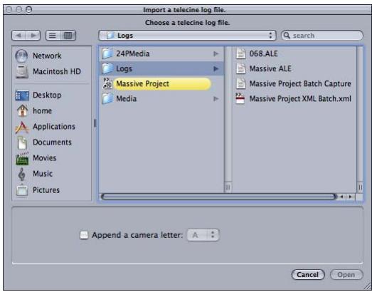 APPLE CINEMA TOOLS 4 - Pour importer une liste télécinéma à l'aide de Cinema Tools : - 1