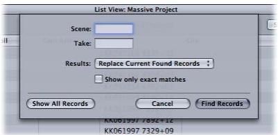 APPLE CINEMA TOOLS 4 - Zone de dialogue Find - 1
