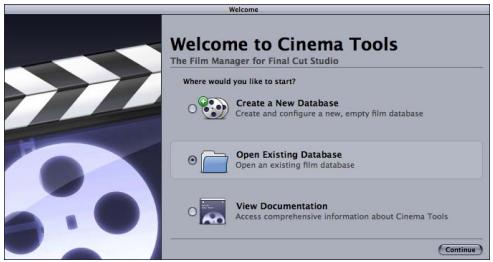 APPLE CINEMA TOOLS 4 - Fenêtre Welcome - 1