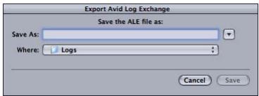 APPLE CINEMA TOOLS 4 - Pour exporter un fichier ALE : - 1