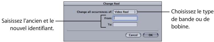 APPLE CINEMA TOOLS 4 - Pour modifier toutes les occurrences d'un nom de bobine ou de bande dans une base de données : - 1