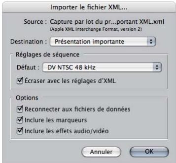 APPLE CINEMA TOOLS 4 - Pour exporter une liste de capture par lot XML à partir de Cinema Tools : - 1