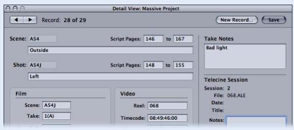 APPLE CINEMA TOOLS 4 - À propos des descriptions de scènes et de prises de vue - 1
