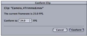 APPLE CINEMA TOOLS 4 - Zone de dialogue Conform Clip - 1