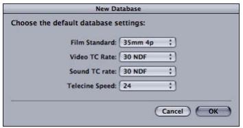 APPLE CINEMA TOOLS 4 - Pour creer une nouvelle base de données : - 1