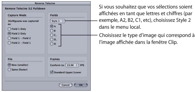 APPLE CINEMA TOOLS 4 - Utilisation de la fonction Reverse Telecine sur un unique plan source dans Cinema Tools - 1