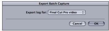APPLE CINEMA TOOLS 4 - Pour exporter une liste de capture par lot standard à partir de Cinema Tools : - 2