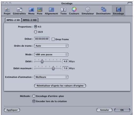 APPLE DVD STUDIO PRO 4 - Préférences Encodage - 1