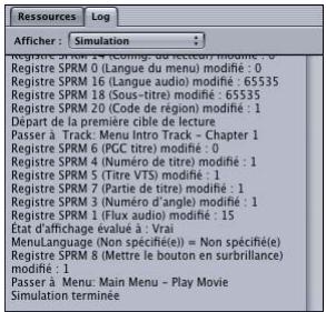APPLE DVD STUDIO PRO 4 - Onglet Log - 1