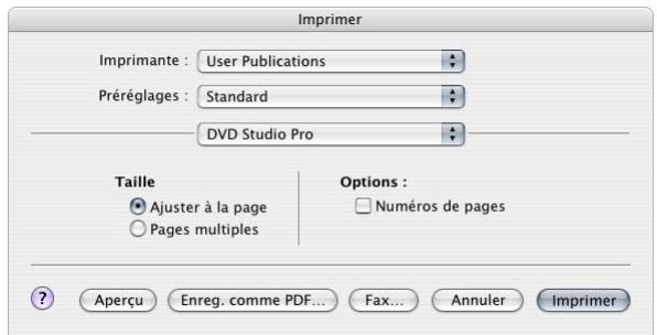 APPLE DVD STUDIO PRO 4 - Pour imprimer le contenu de la zone des icônes de l'onglet Vue graphique : - 2