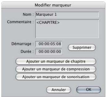 APPLE DVD STUDIO PRO 4 - Pour configurer un marqueur dans Final Cut Pro : - 1