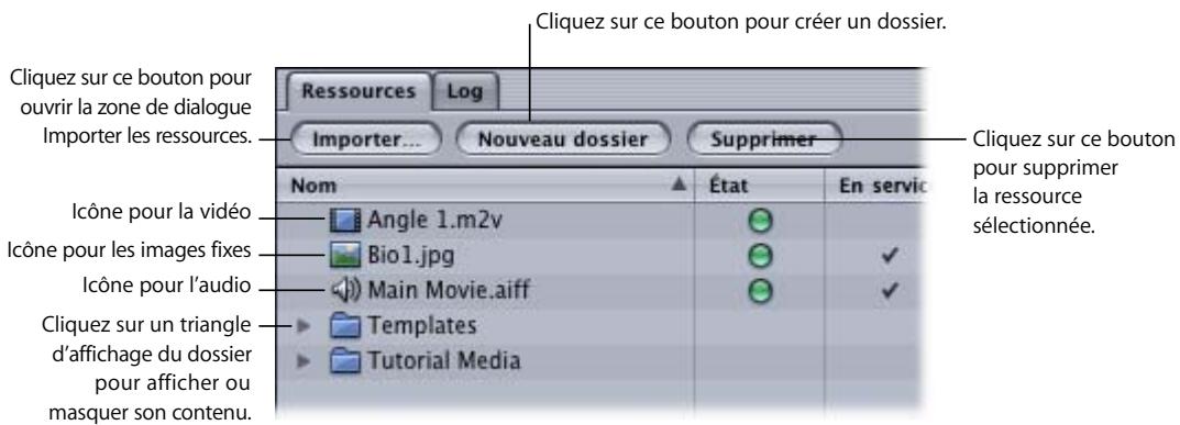 APPLE DVD STUDIO PRO 4 - Onglet Ressources - 1