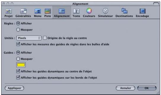 APPLE DVD STUDIO PRO 4 - Préférences d'Alignement - 1