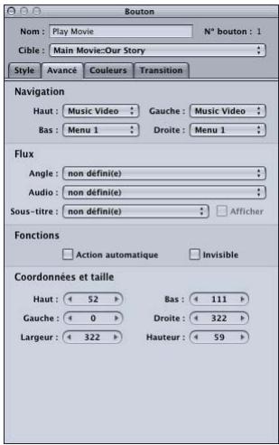 APPLE DVD STUDIO PRO 4 - Onglet Avancé dans l'inspecteur de bouton - 1
