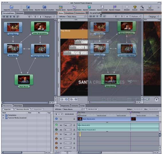 APPLE DVD STUDIO PRO 4 - Pour déplacer un onglet vers un autre quadrant en le faisant glisser : - 1