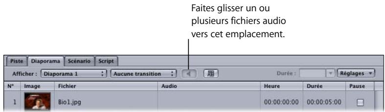 APPLE DVD STUDIO PRO 4 - Pour attribuer des fichiers audio globaux à un diaporama : - 1