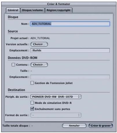 APPLE DVD STUDIO PRO 4 - La fenêtre de configuration du format apparaît alors. - 1
