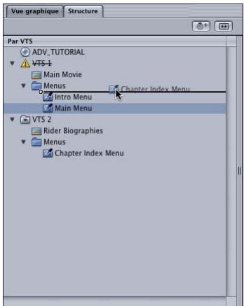 APPLE DVD STUDIO PRO 4 - Pour déplacer un élément vers un autre VTS : - 1