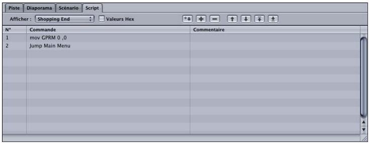 APPLE DVD STUDIO PRO 4 - Pour créer le script Fin de piste pour la dernière piste : - 1