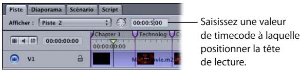 APPLE DVD STUDIO PRO 4 - Positionnement de la tête de lecture en saisissant une valeur de timecode - 1