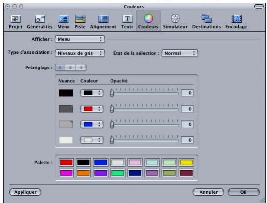 APPLE DVD STUDIO PRO 4 - Préférences Couleurs - 1