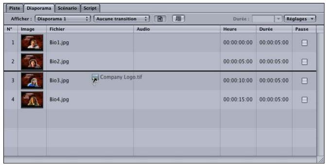 APPLE DVD STUDIO PRO 4 - Pour ajouter des diapositives à un diaporama : - 1
