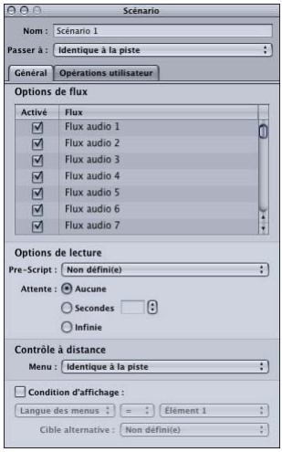 APPLE DVD STUDIO PRO 4 - Onglet Général de l'inspecteur de scénario - 1