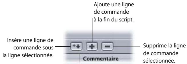 APPLE DVD STUDIO PRO 4 - Boutons d'ajout et de suppression de lignes de commande - 1