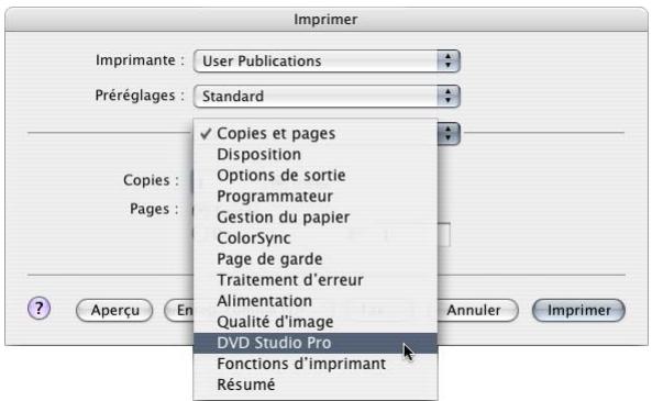 APPLE DVD STUDIO PRO 4 - Pour imprimer le contenu de la zone des icônes de l'onglet Vue graphique : - 1