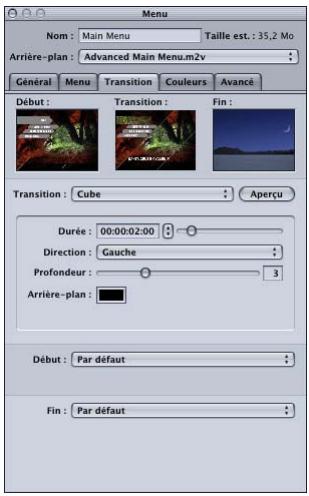 APPLE DVD STUDIO PRO 4 - Utilisation de la fonction Transition de menu - 1