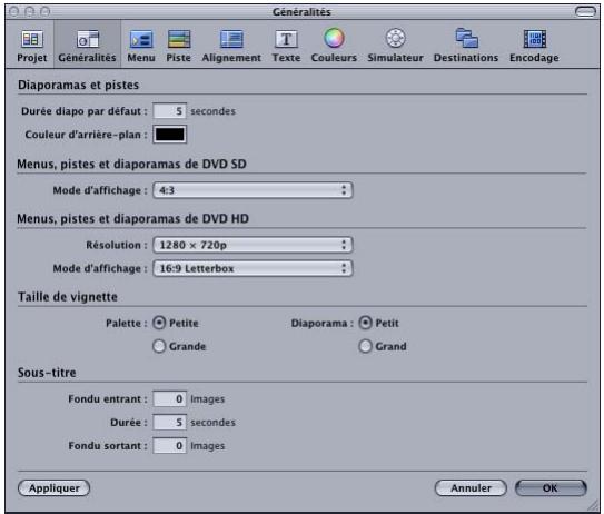 APPLE DVD STUDIO PRO 4 - Préférences générales - 1